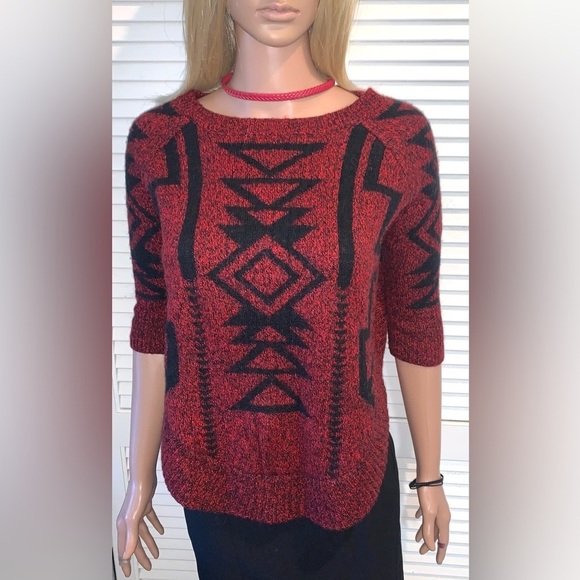 Express red Aztec wool blend sweater women’s XS - Picture 1 of 5
